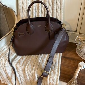 Coach Dark Brown Leather Dome Satchel with Removable Strap